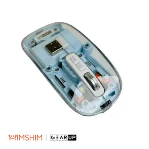 GearUP WM30 Transparent Crystal 2.4G + Bluetooth Magnetic Wireless Mouse- Blue Color